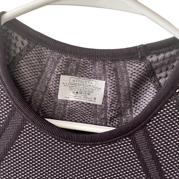 Athleta Workout Top Womens Small Diamond Fastest Ruched Track Tee Exercise Yoga - Picture 4 of 5